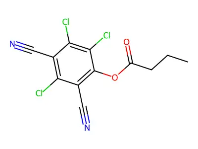 1,3-Benzenedicarbonitrile, 4-hydroxy-2,5,6-trichloro-, butyrate structure