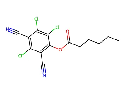 Hexanoic acid, 4,6-dicyano-2,3,5-trichlorophenyl ester structure