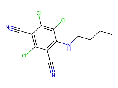 1,3-Benzenedicarbonitrile, 4-(butylamino)-2,5,6-trichloro- structure