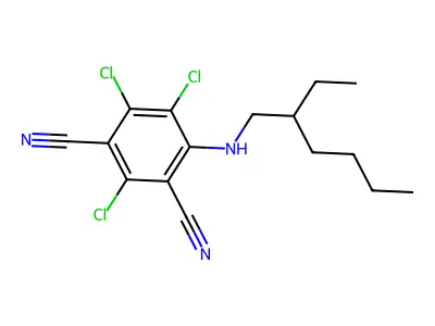 1,3-Benzenedicarbonitrile, 6-((2-ethylhexyl)amino)-2,4,5-trichloro- structure