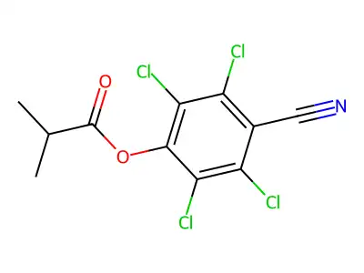 Propanoic acid, 2-methyl-, 4-cyano-2,3,5,6-tetrachlorophenyl ester structure