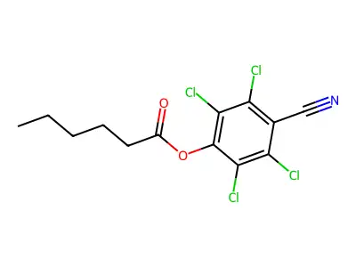 Hexanoic acid, 4-cyano-2,3,5,6-tetrachlorophenyl ester structure