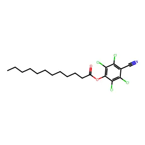 Dodecanoic acid, 4-cyano-2,3,5,6-tetrachlorophenyl ester structure