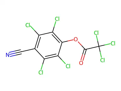 Acetic acid, trichloro-, 4-cyano-2,3,5,6-tetrachlorophenyl ester structure