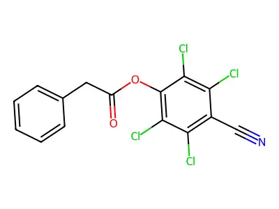 Benzeneacetic acid, 4-cyano-2,3,5,6-tetrachlorophenyl ester structure