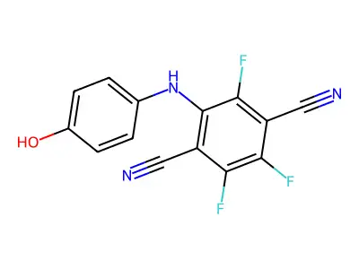 1,4-Benzenedicarbonitrile, 6-((4-hydroxyphenyl)amino)-2,3,5-trifluoro- structure