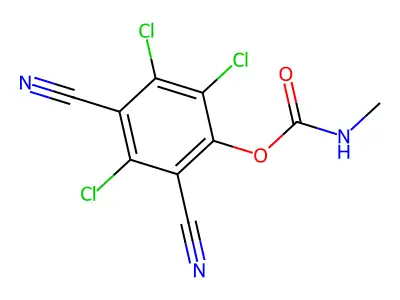 1,3-Benzenedicarbonitrile, 4-hydroxy-2,5,6-trichloro-, 4-methylcarbamate structure