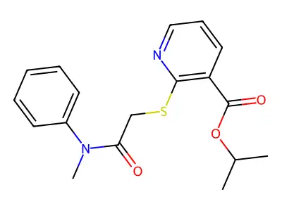 Propan-2-yl 2-({2-[methyl(phenyl)amino]-2-oxoethyl}sulfanyl)pyridine-3-carboxylate structure