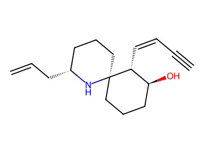 (2S,6R,10S,11S)-11-but-1-en-3-ynyl-2-prop-2-enyl-1-azaspiro[5.5]undecan-10-ol structure