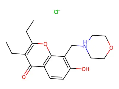 Chromone, 2,3-diethyl-7-hydroxy-8-morpholinomethyl-, hydrochloride structure