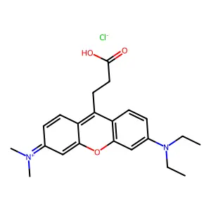 9-(2-Carboxyethyl)-6-(diethylamino)-N,N-dimethyl-3H-xanthen-3-iminium chloride structure