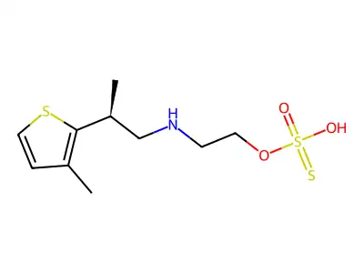 Ethanethiol, 2-(2-(3-methyl-2-thienyl)propyl)amino-, hydrogen sulfate (ester) structure