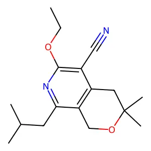 6-ethoxy-3,3-dimethyl-8-(2-methylpropyl)-1,4-dihydropyrano[3,4-c]pyridine-5-carbonitrile structure