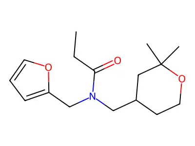 N-[(2,2-dimethyloxan-4-yl)methyl]-N-(furan-2-ylmethyl)propanamide structure