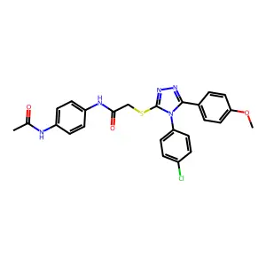 N-[4-(acetylamino)phenyl]-2-{[4-(4-chlorophenyl)-5-(4-methoxyphenyl)-4H-1,2,4-triazol-3-yl]sulfanyl}acetamide structure