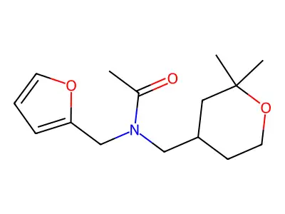 N-[(2,2-dimethyloxan-4-yl)methyl]-N-(furan-2-ylmethyl)acetamide structure