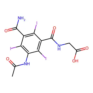 Glycin, N-(3-acetamido-5-carbamoyl-2,4,6-triiodobenzoyl)- structure