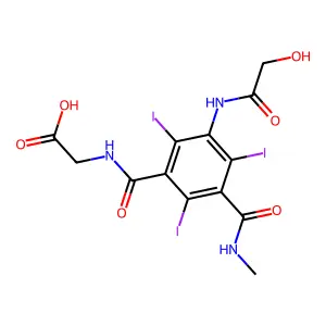 Glycine, N-(3-hydroxyacetamido-5-methylcarbamoyl-2,4,6-triiodobenzoyl)- structure
