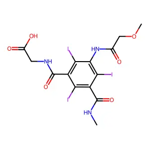 Glycine, N-(3-methoxyacetamido-5-methylcarbamoyl-2,4,6-triiodobenzoyl)- structure