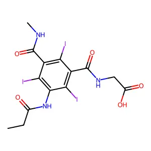 Glycine, N-(3-methylcarbamoyl-5-propionamido-2,4,6-triiodobenzoyl)- structure