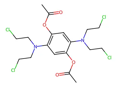 Hydroquinone, 2,5-bis(bis(2'-chloroethyl)amino)-, diacetate structure