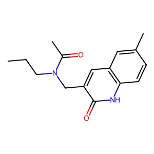 N-[(6-methyl-2-oxo-1H-quinolin-3-yl)methyl]-N-propylacetamide structure