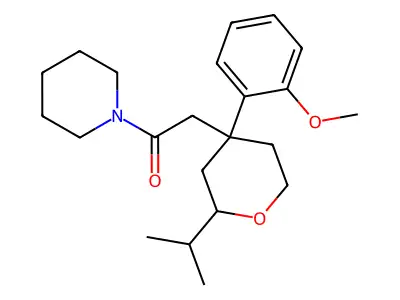 1-{[2-isopropyl-4-(2-methoxyphenyl)tetrahydro-2H-pyran-4-yl]acetyl}piperidine structure