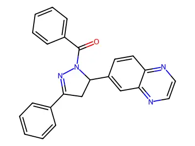 6-(1-benzoyl-3-phenyl-4,5-dihydro-1H-pyrazol-5-yl)quinoxaline structure