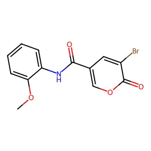 5-bromo-N-(2-methoxyphenyl)-6-oxopyran-3-carboxamide structure