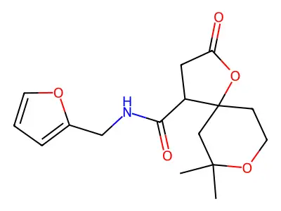 N-(Furan-2-ylmethyl)-7,7-dimethyl-2-oxo-1,8-dioxaspiro[4.5]decane-4-carboxamide structure