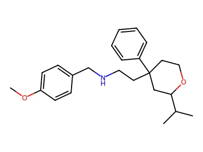 N-[(4-methoxyphenyl)methyl]-2-(4-phenyl-2-propan-2-yloxan-4-yl)ethanamine structure