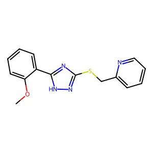 2-[[5-(2-methoxyphenyl)-1H-1,2,4-triazol-3-yl]sulfanylmethyl]pyridine structure