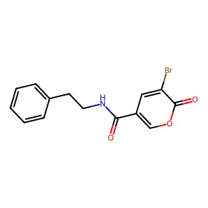 5-bromo-6-oxo-N-(2-phenylethyl)pyran-3-carboxamide structure