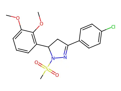 3-(4-chlorophenyl)-5-(2,3-dimethoxyphenyl)-1-(methylsulfonyl)-4,5-dihydro-1H-pyrazole structure