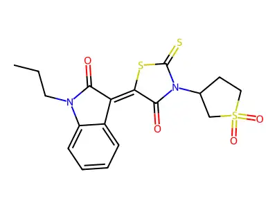 (3Z)-3-[3-(1,1-dioxidotetrahydrothiophen-3-yl)-4-oxo-2-thioxo-1,3-thiazolidin-5-ylidene]-1-propyl-1,3-dihydro-2H-indol-2-one structure