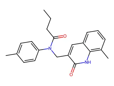 N-[(8-methyl-2-oxo-1H-quinolin-3-yl)methyl]-N-(4-methylphenyl)butanamide structure