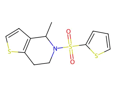 4-methyl-5-thiophen-2-ylsulfonyl-6,7-dihydro-4H-thieno[3,2-c]pyridine structure