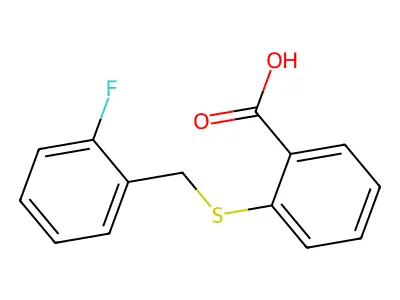 2-{[(2-Fluorophenyl)methyl]sulfanyl}benzoic acid structure