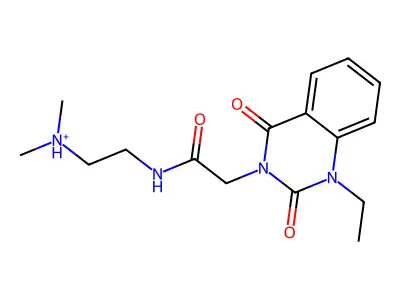 2-[[2-(1-Ethyl-2,4-dioxoquinazolin-3-yl)acetyl]amino]ethyl-dimethylazanium structure