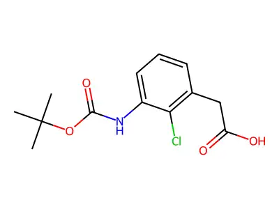 2-Chloro-3-[[(1,1-dimethylethoxy)carbonyl]amino]benzeneacetic acid structure