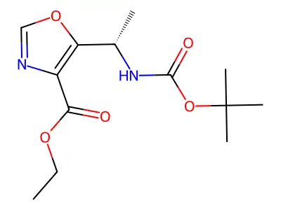 (S)-Ethyl 5-(1-((tert-butoxycarbonyl)amino)ethyl)oxazole-4-carboxylate structure
