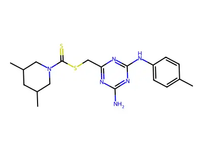 {4-amino-6-[(4-methylphenyl)amino]-1,3,5-triazin-2-yl}methyl 3,5-dimethylpiperidine-1-carbodithioate structure