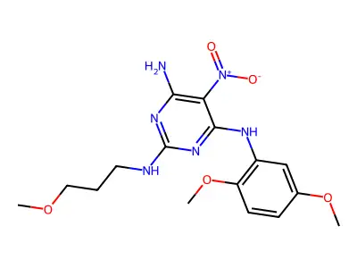 N4-(2,5-dimethoxyphenyl)-N2-(3-methoxypropyl)-5-nitropyrimidine-2,4,6-triamine structure