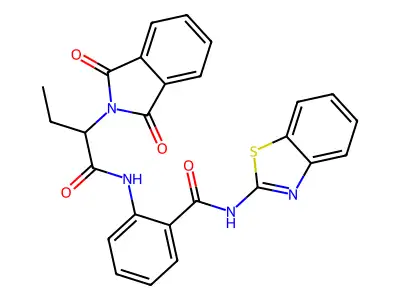 N-(1,3-benzothiazol-2-yl)-2-[2-(1,3-dioxoisoindol-2-yl)butanoylamino]benzamide structure