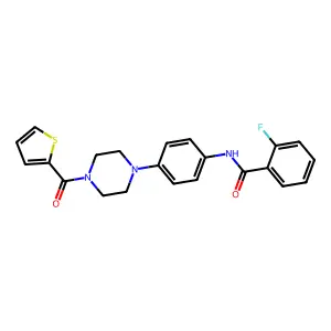 2-fluoro-N-[4-[4-(thiophene-2-carbonyl)piperazin-1-yl]phenyl]benzamide structure