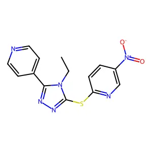 2-[(4-Ethyl-5-pyridin-4-yl-1,2,4-triazol-3-yl)sulfanyl]-5-nitropyridine structure