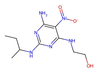 2-[[6-Amino-2-(butan-2-ylamino)-5-nitropyrimidin-4-yl]amino]ethanol structure