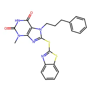 8-(1,3-Benzothiazol-2-ylsulfanyl)-3-methyl-7-(3-phenylpropyl)purine-2,6-dione structure