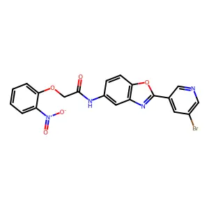 N-[2-(5-bromopyridin-3-yl)-1,3-benzoxazol-5-yl]-2-(2-nitrophenoxy)acetamide structure