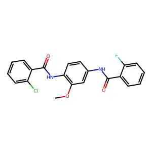 2-chloro-N-{4-[(2-fluorobenzoyl)amino]-2-methoxyphenyl}benzamide structure